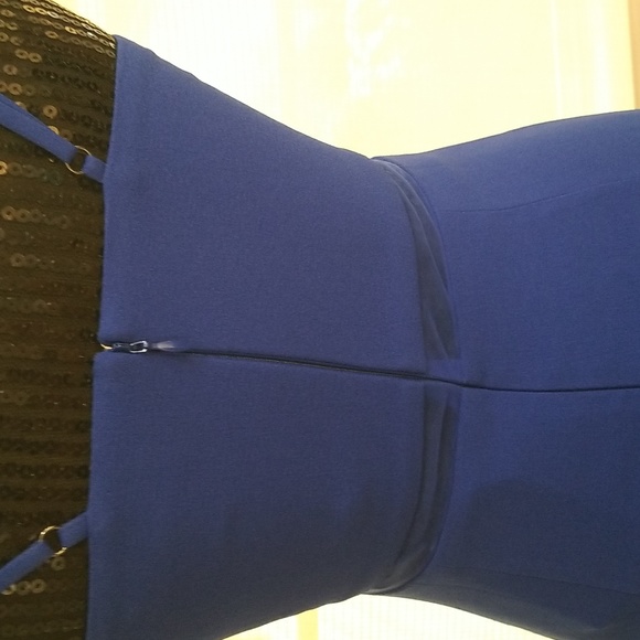 NWT! Dress The Population Micaela Electric Blue 💙 Sheer Inset Body-Con Dress XS - Picture 8 of 16